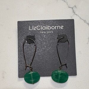 Liz Claiborne Teardrop Earrings with Green Accents